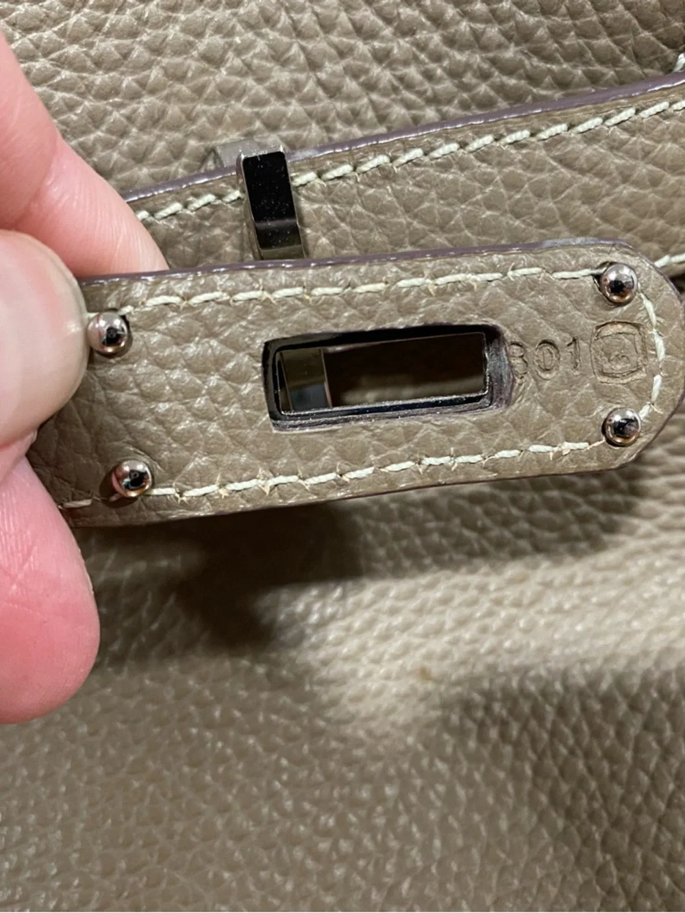 Taupe Leather Top-Handle Satchel - Picture 3 of 15